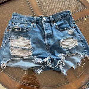 Levi Strauss & Co ripped denim shorts. Size W27. Great condition!